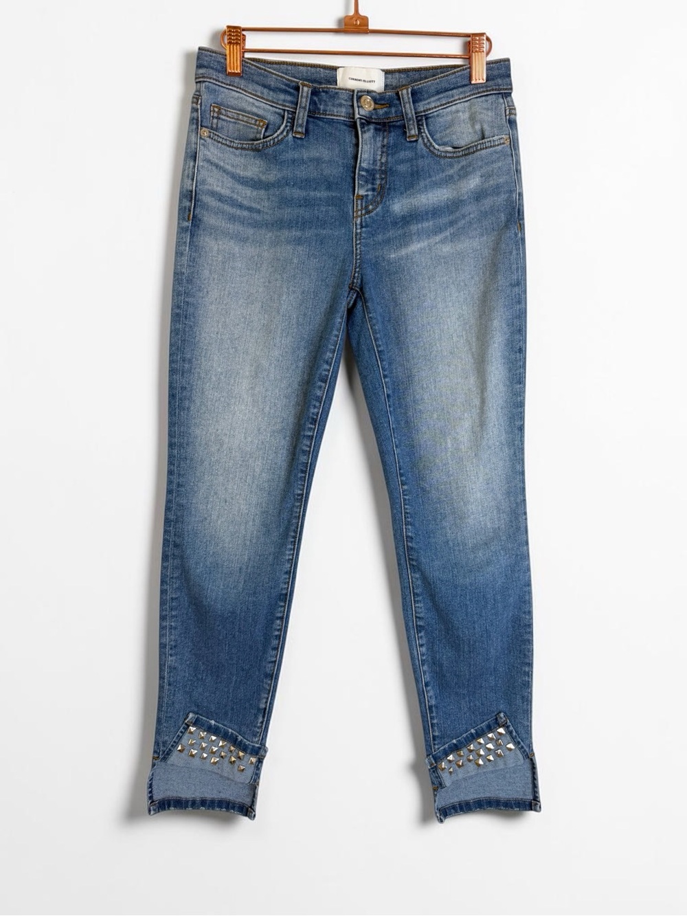 Current/Elliott Turnt Ankle Skinny Stiletto Studded Jeans Keeling Size 26